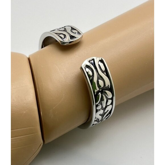 Honey Womens Cuff Watch Silver Tone Bracelet Intricate Floral Pattern Quartz - Picture 2 of 7